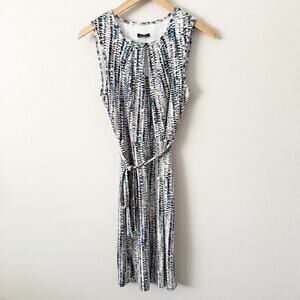 ANN TAYLOR | Watercolor Dress Multicolor Sleeveless Lined Blue White Gray | XS